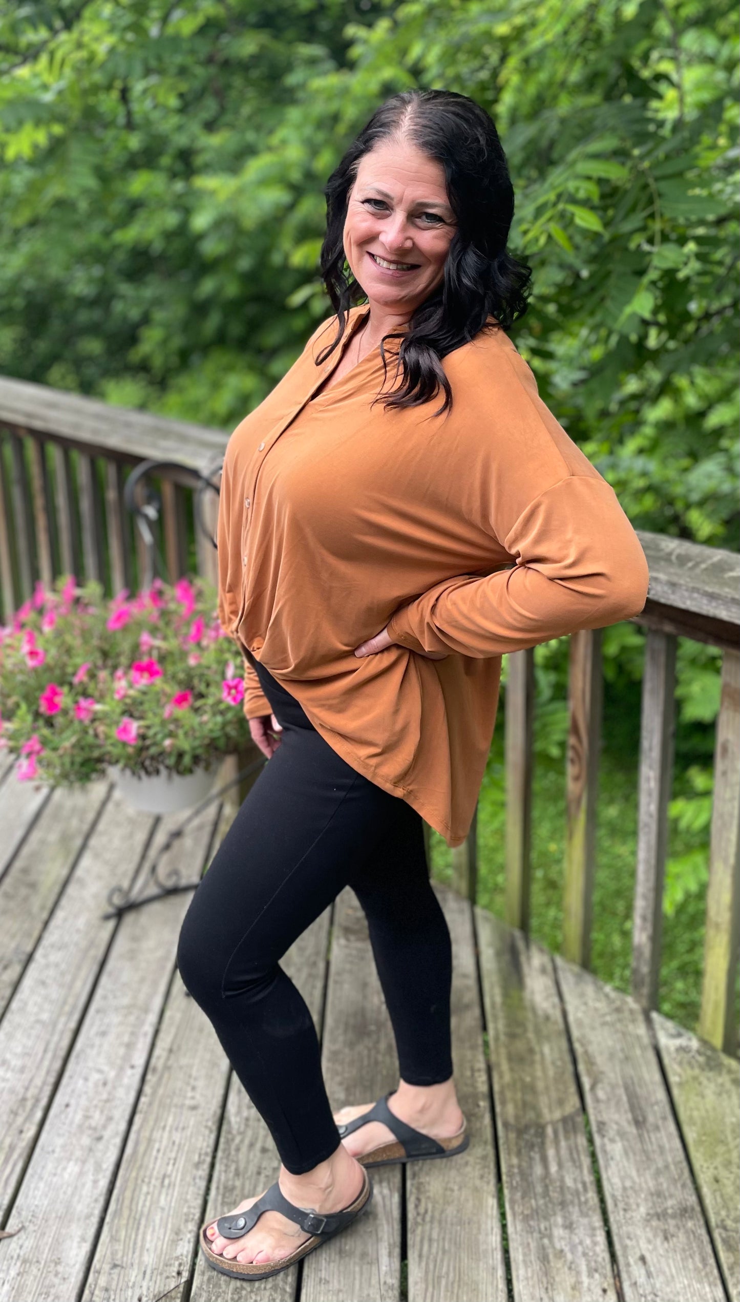Burnt Orange Button Down Blouse