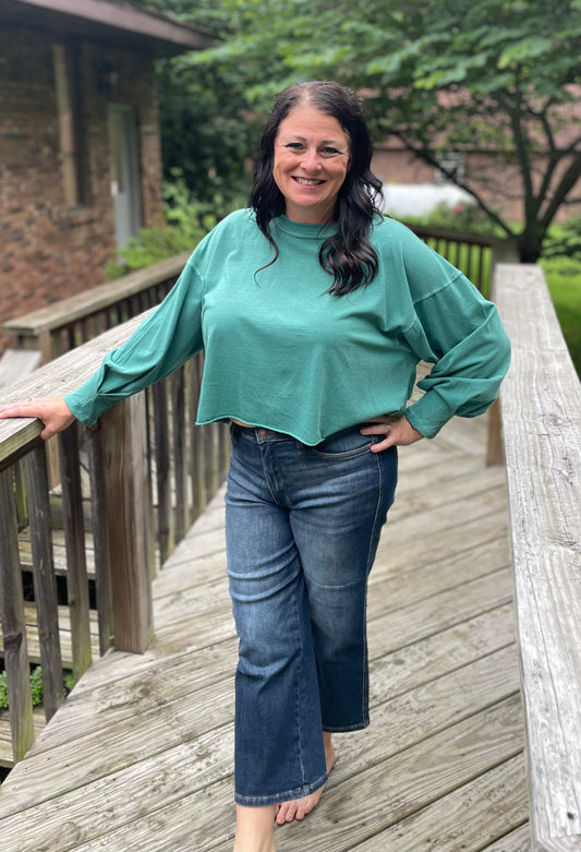 Cropped Teal Long Sleeve