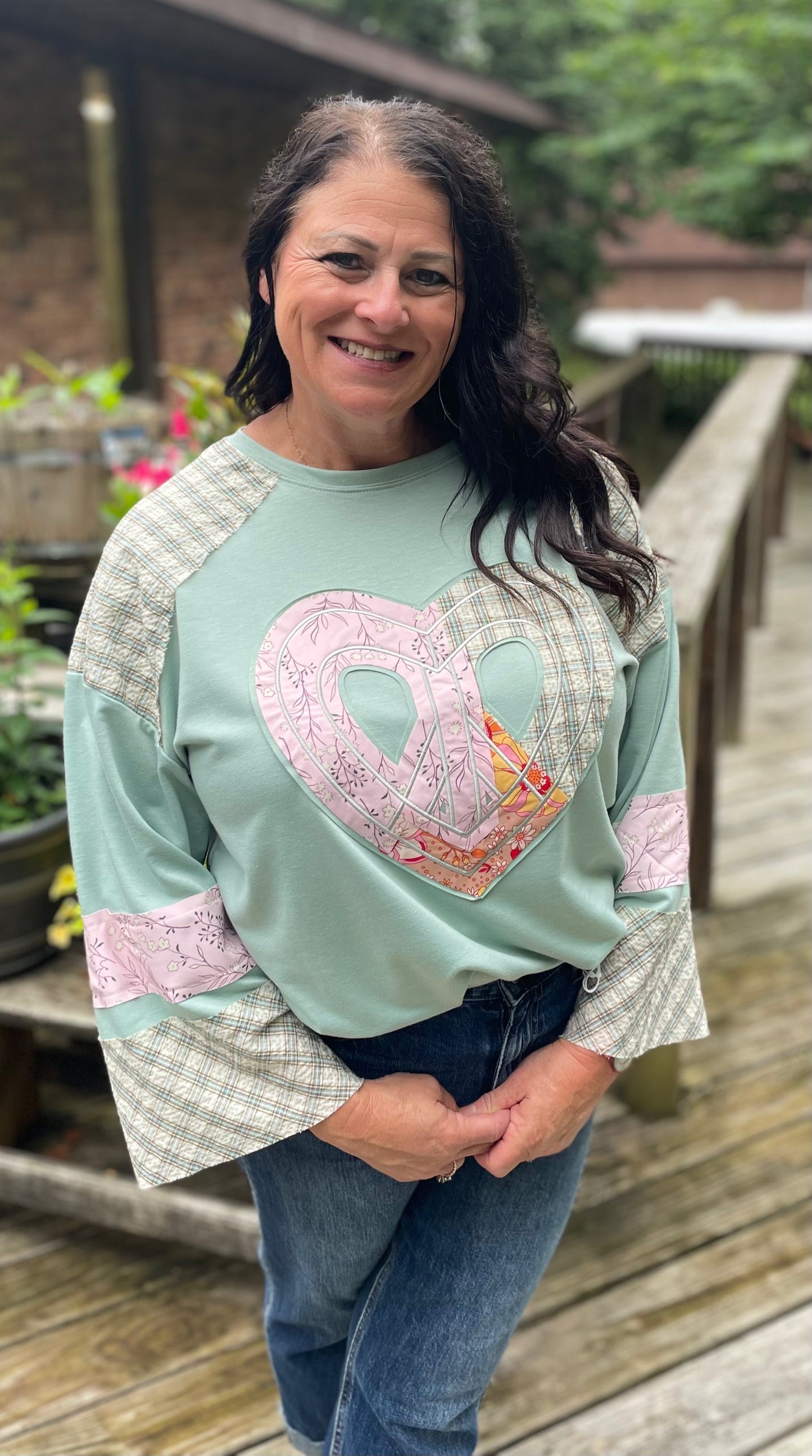 Peace Sign Patchwork Top
