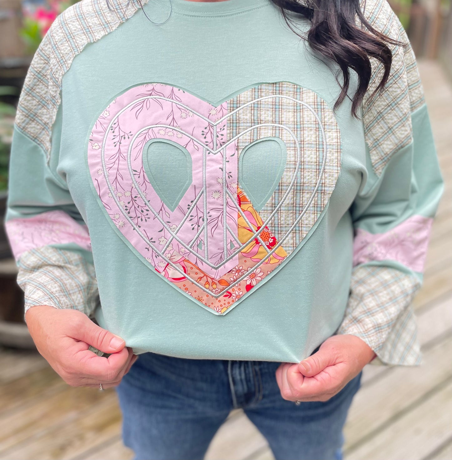 Peace Sign Patchwork Top