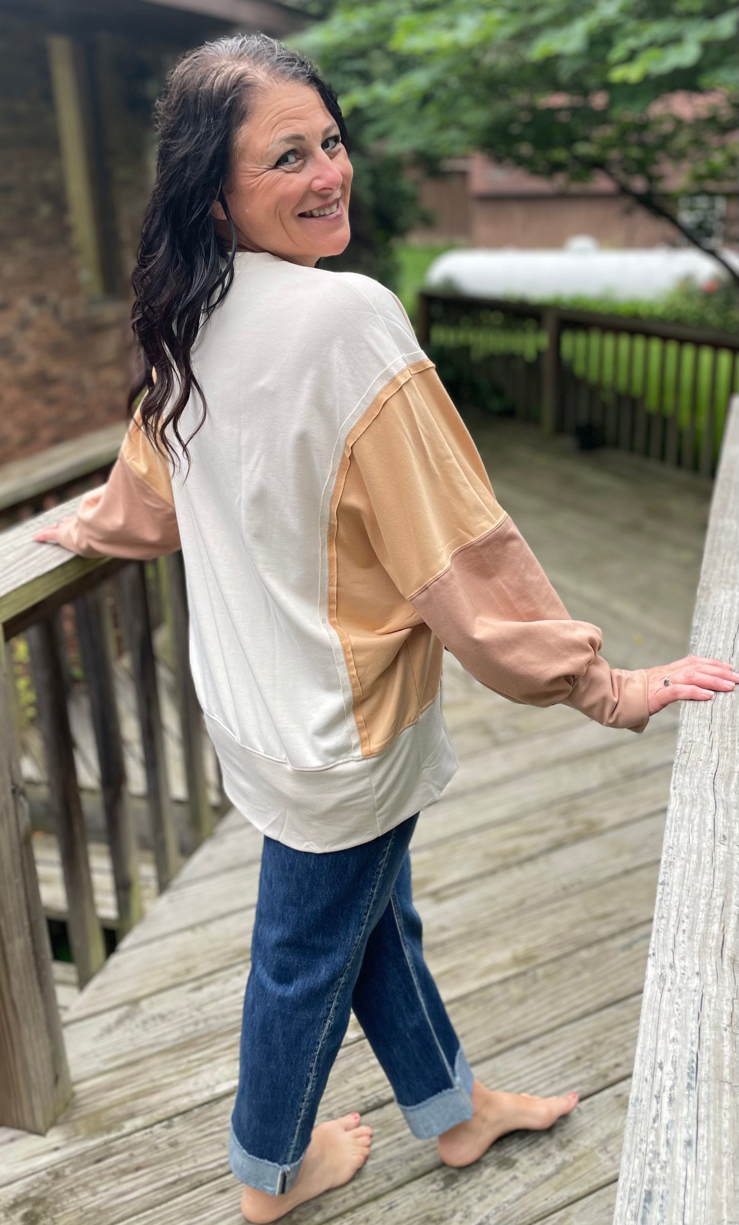 Dusty Rose & Orange Crewneck