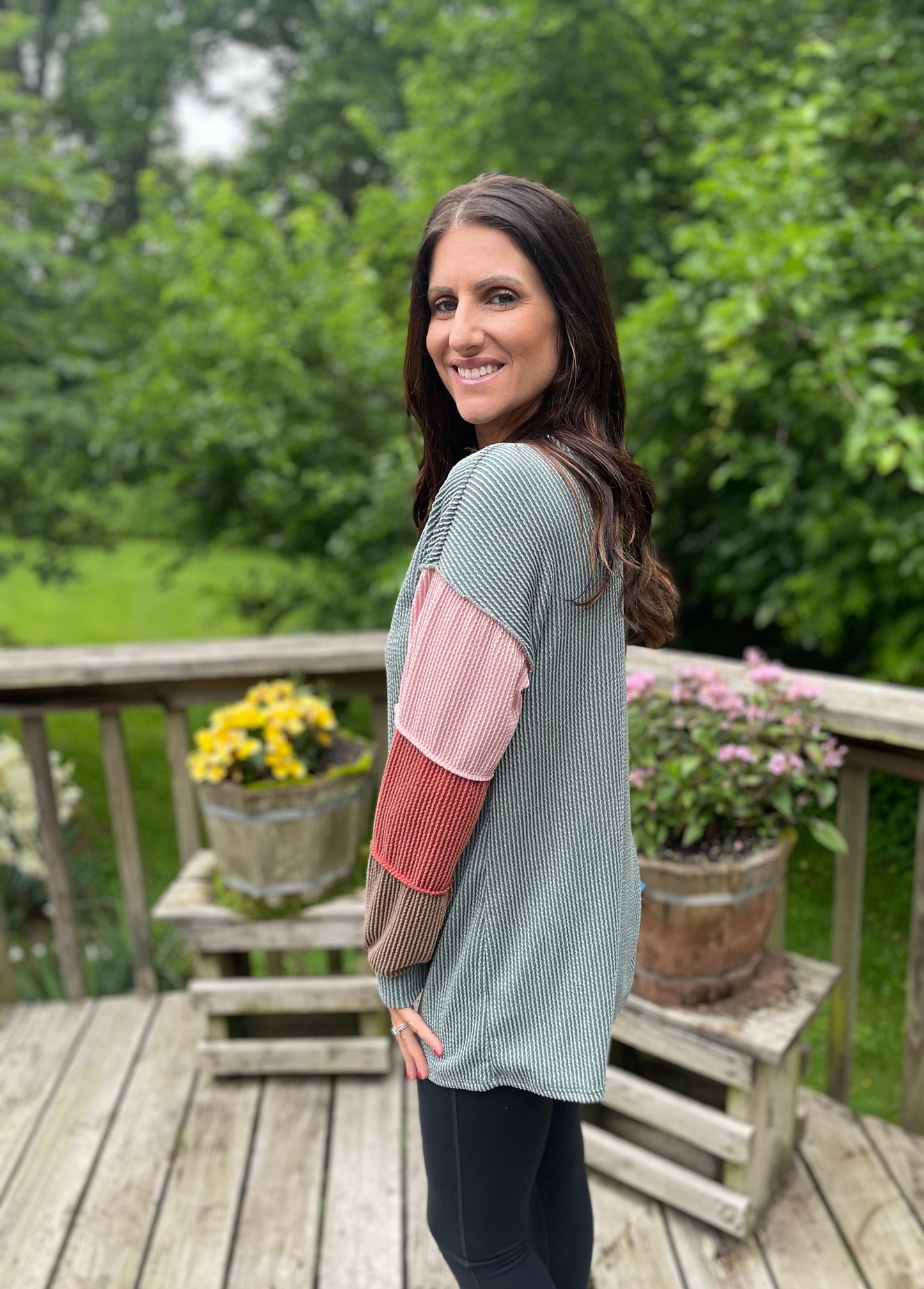 Green Ribbed Top