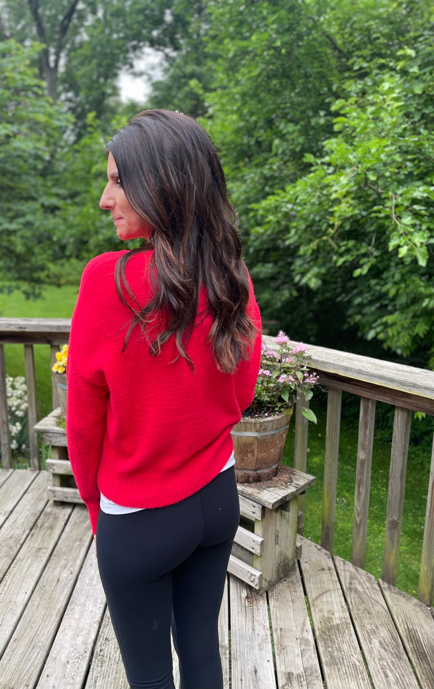 Red V Neck Cardigan