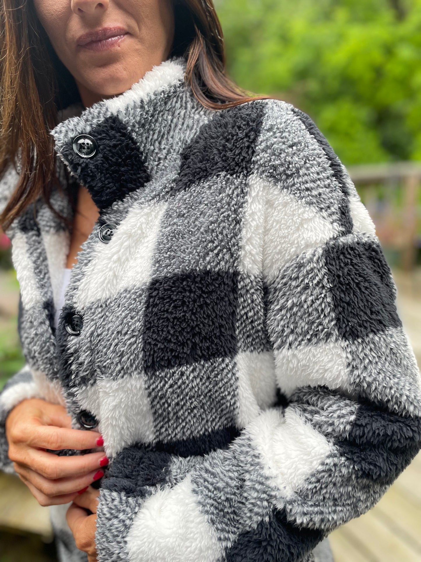 Plaid Furry Coat