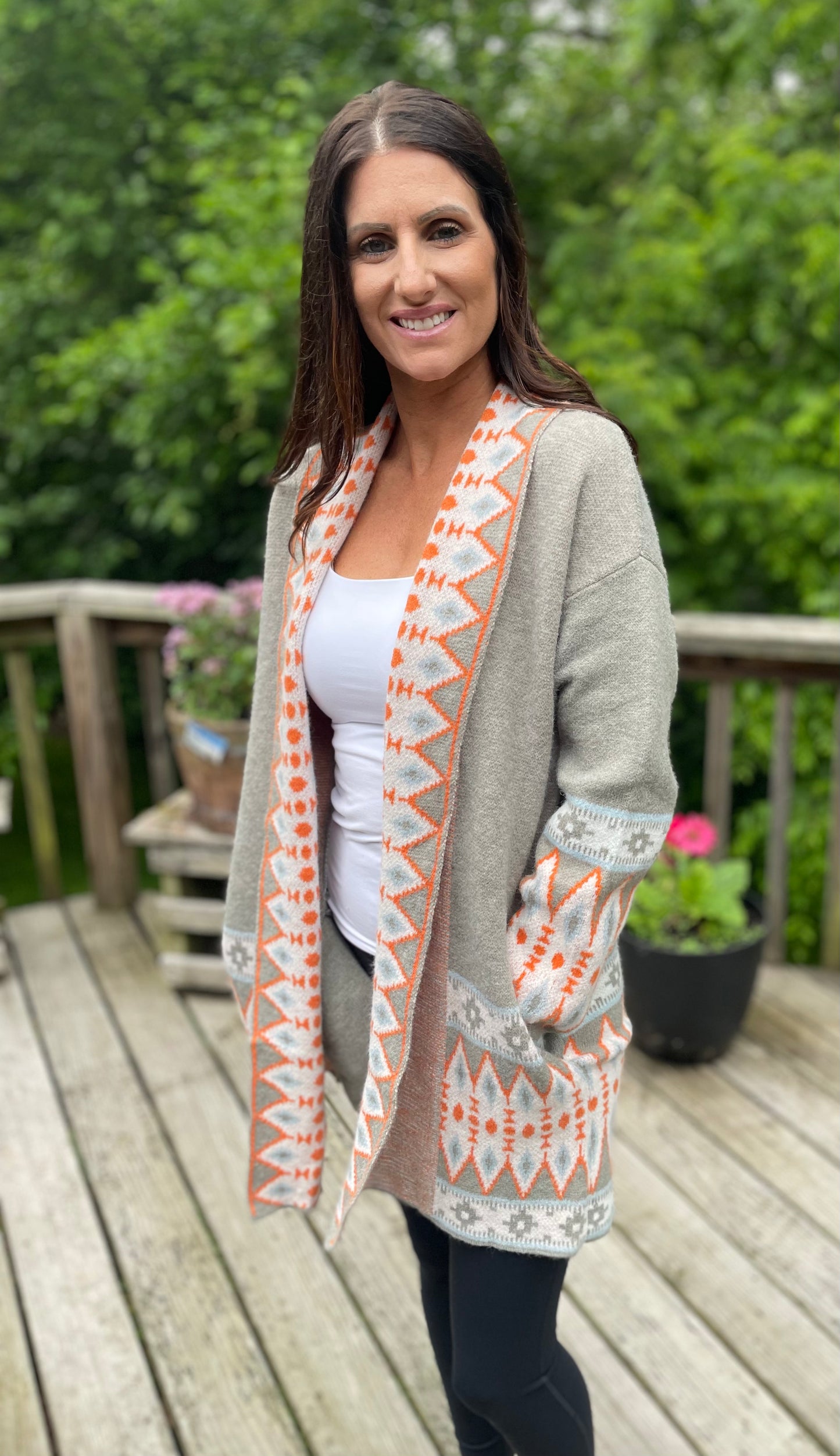 Grey Aztec Cardigan