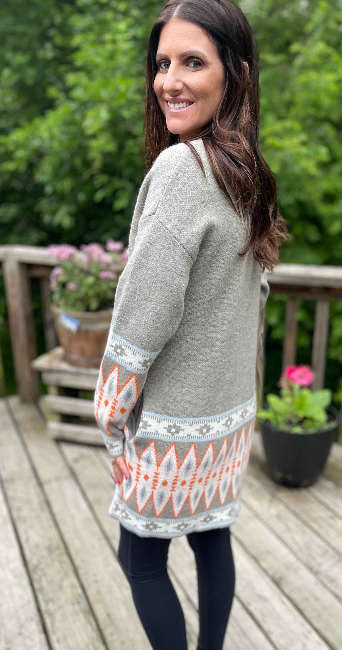 Grey Aztec Cardigan