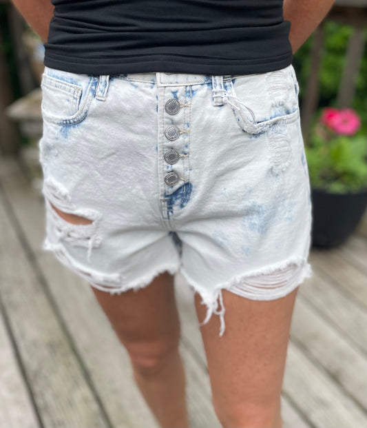 Acid Wash Denim Shorts