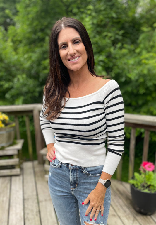 Off the Shoulder Stripe Top
