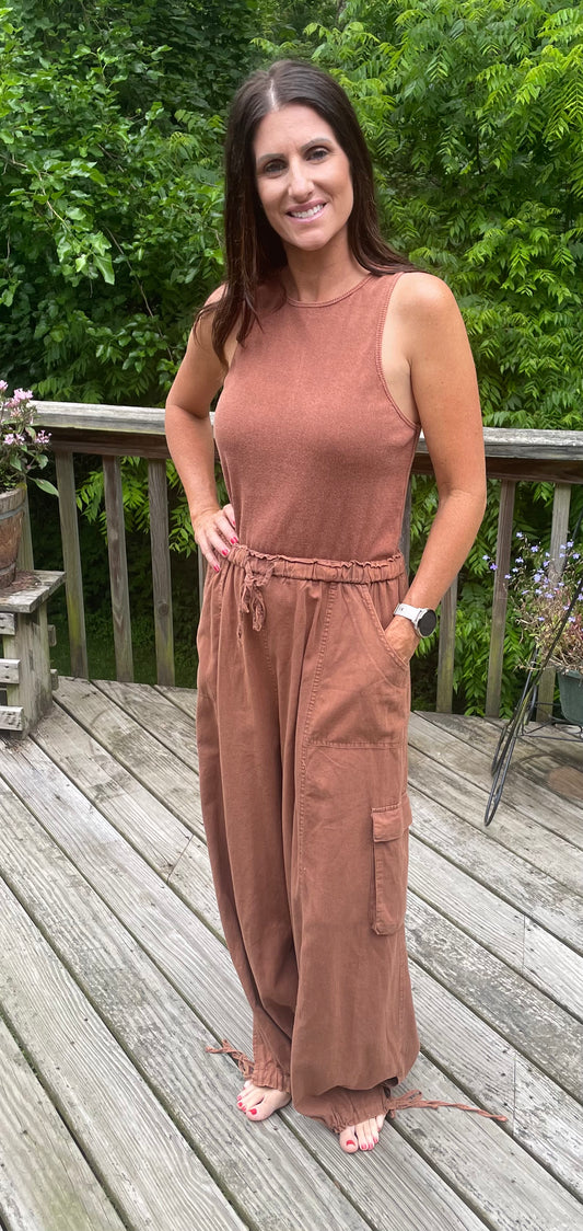 Blush Cargo Jumpsuit