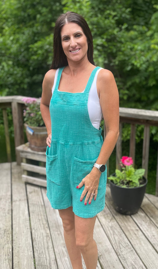 Teal Gauze Romper