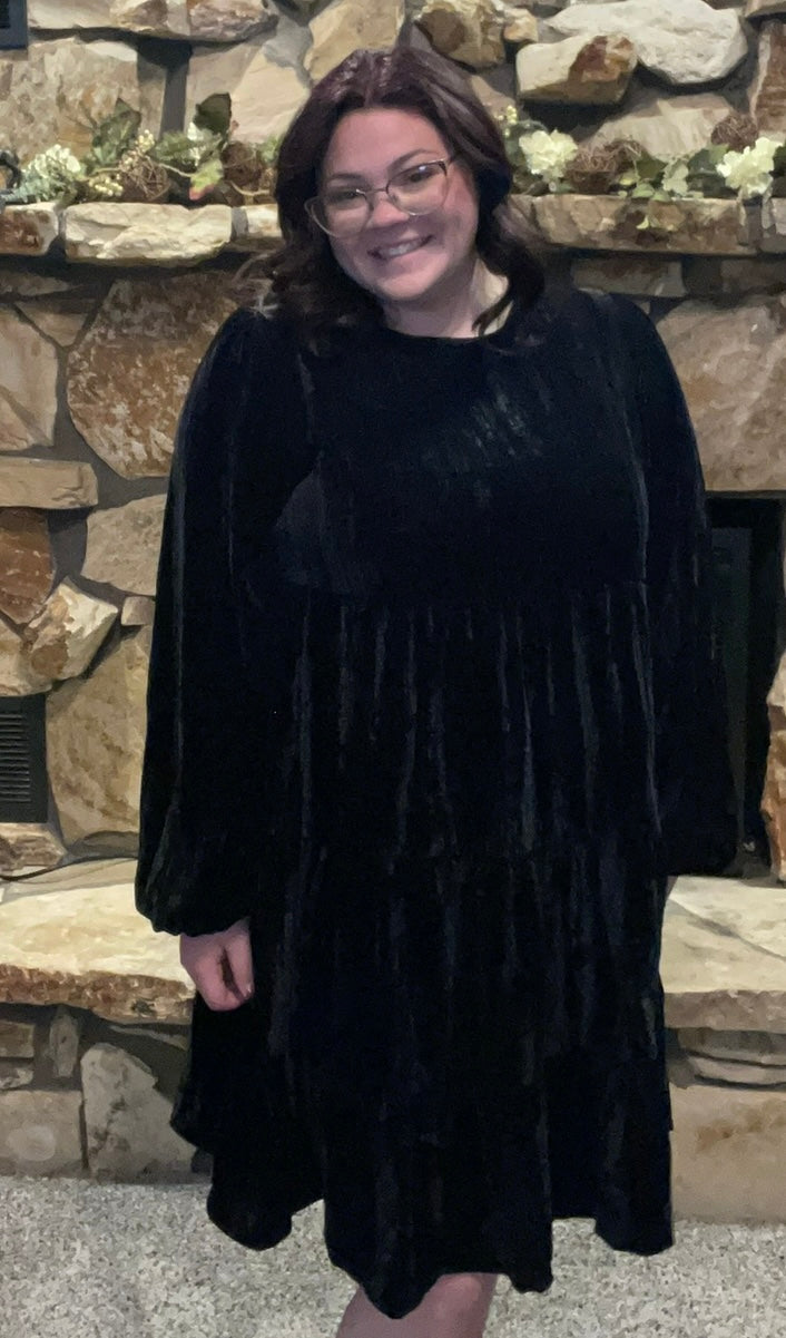 Black velvet plus size dress