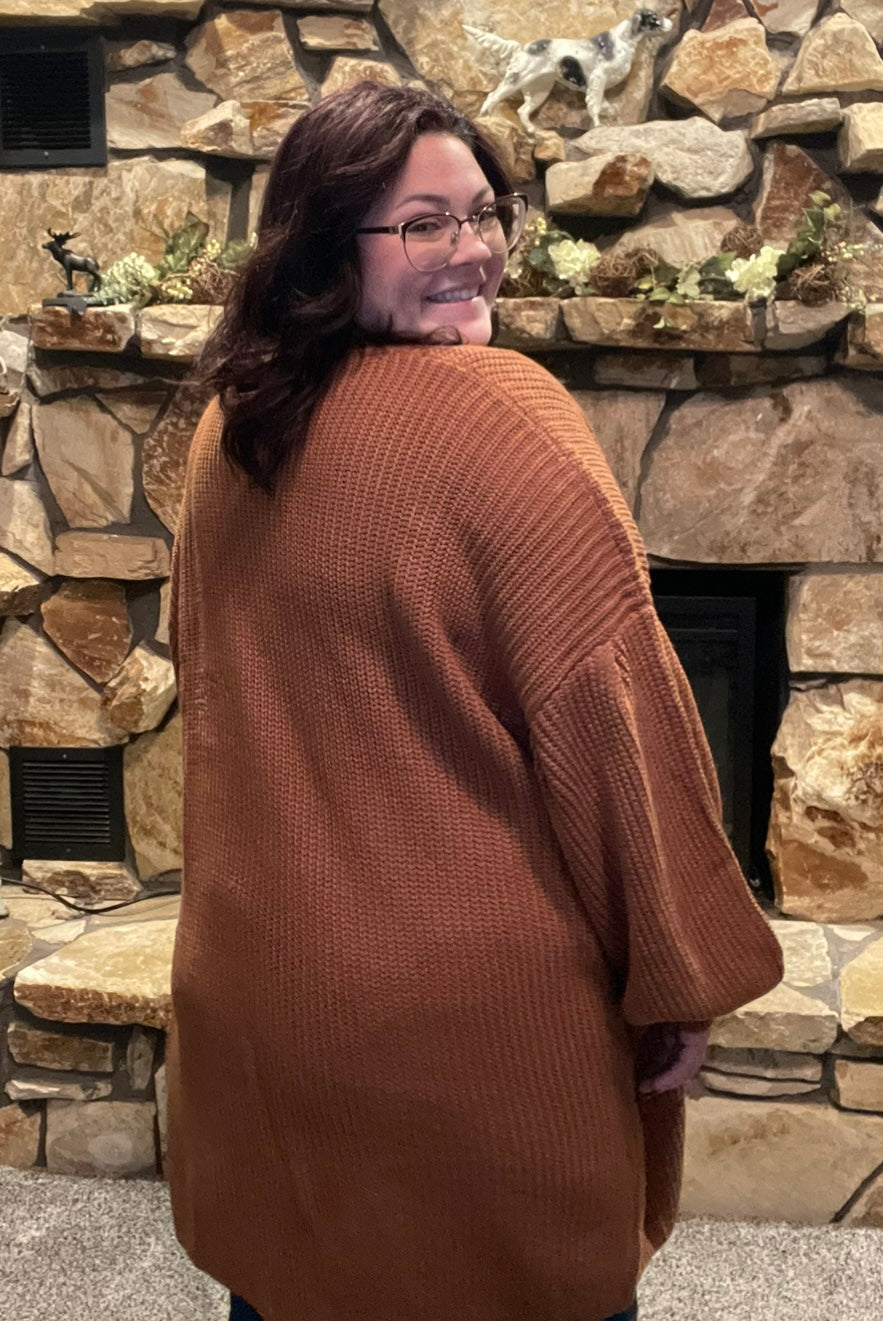 camel drop sleeve cardigan