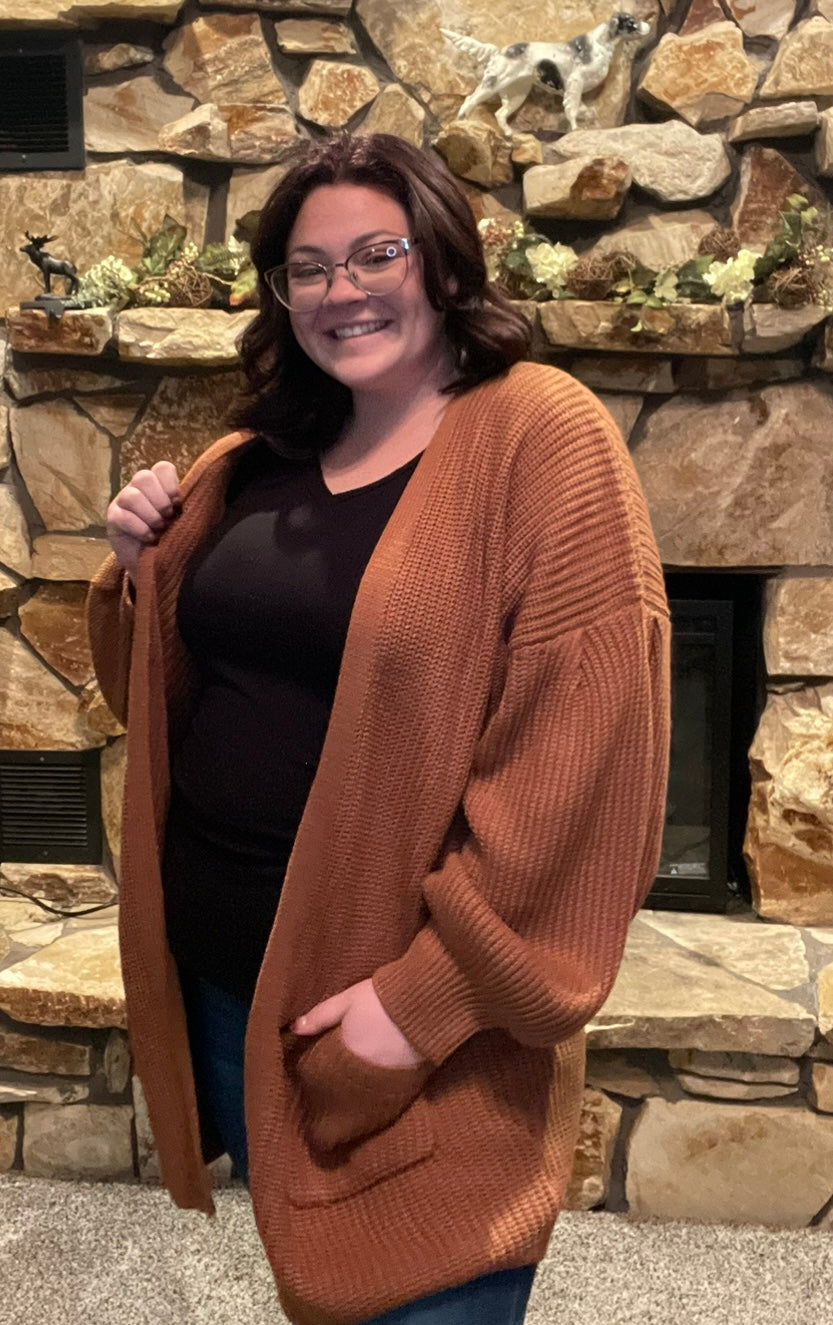 camel drop sleeve cardigan