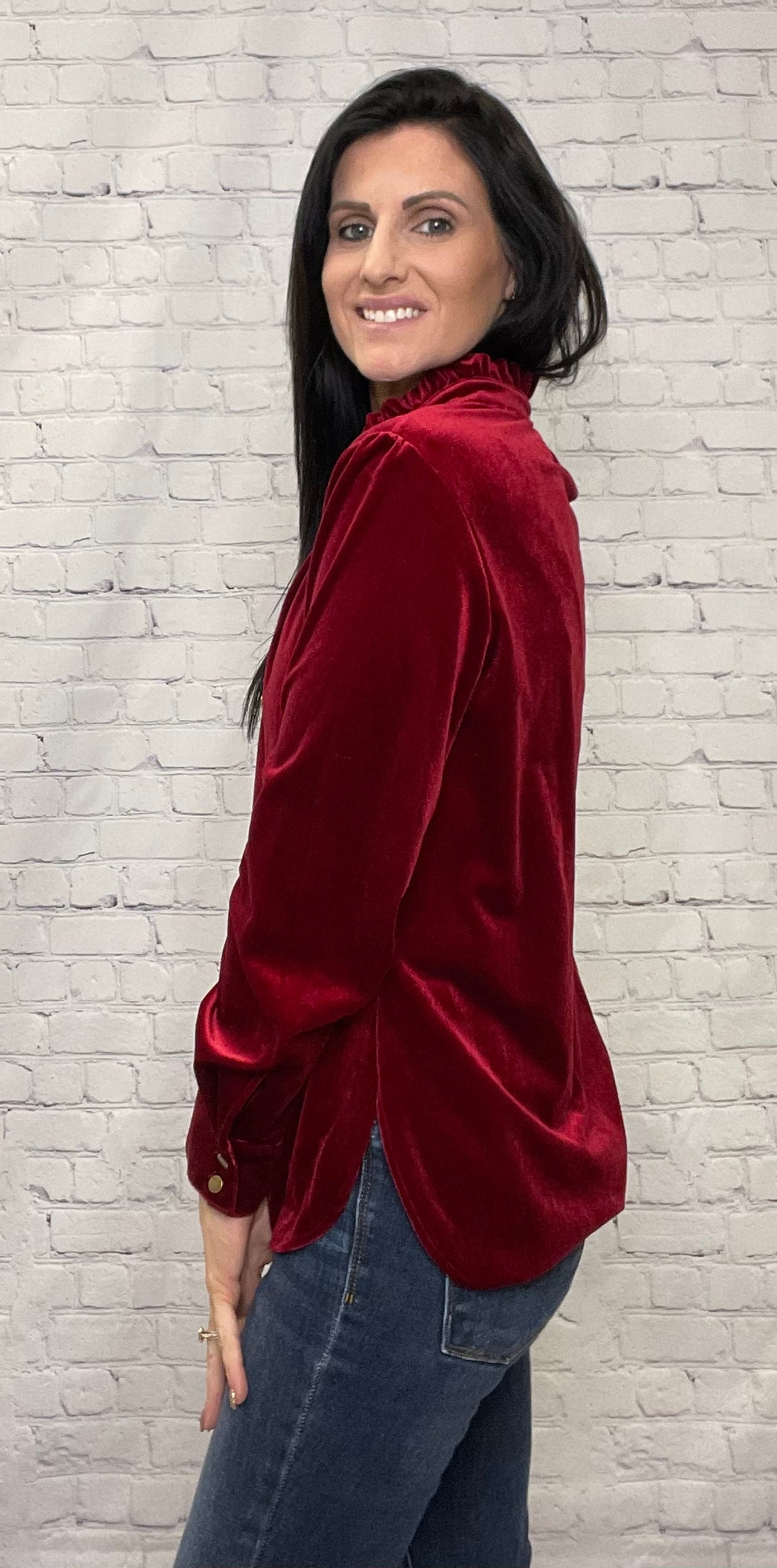 Burgandy velvet shirt