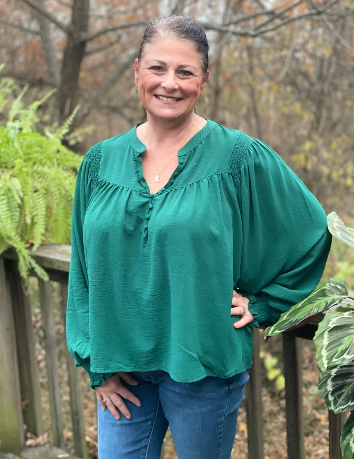 sea green blouse