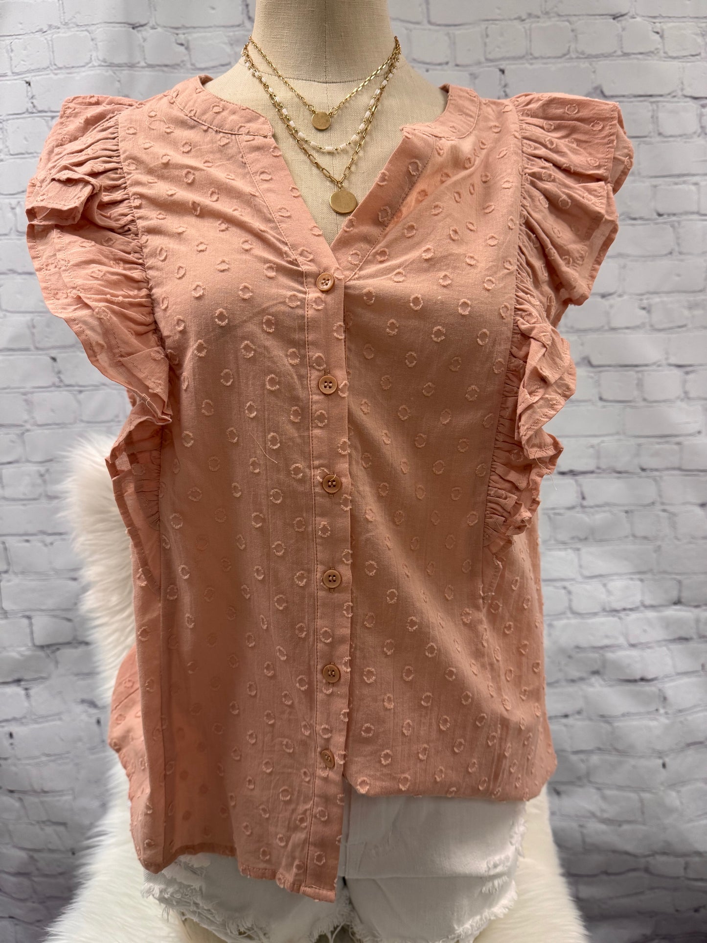 Polka Dot Ruffle Sleeve Blouse