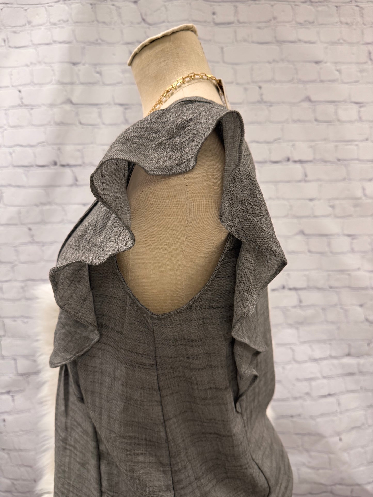 Dark Grey Button Blouse