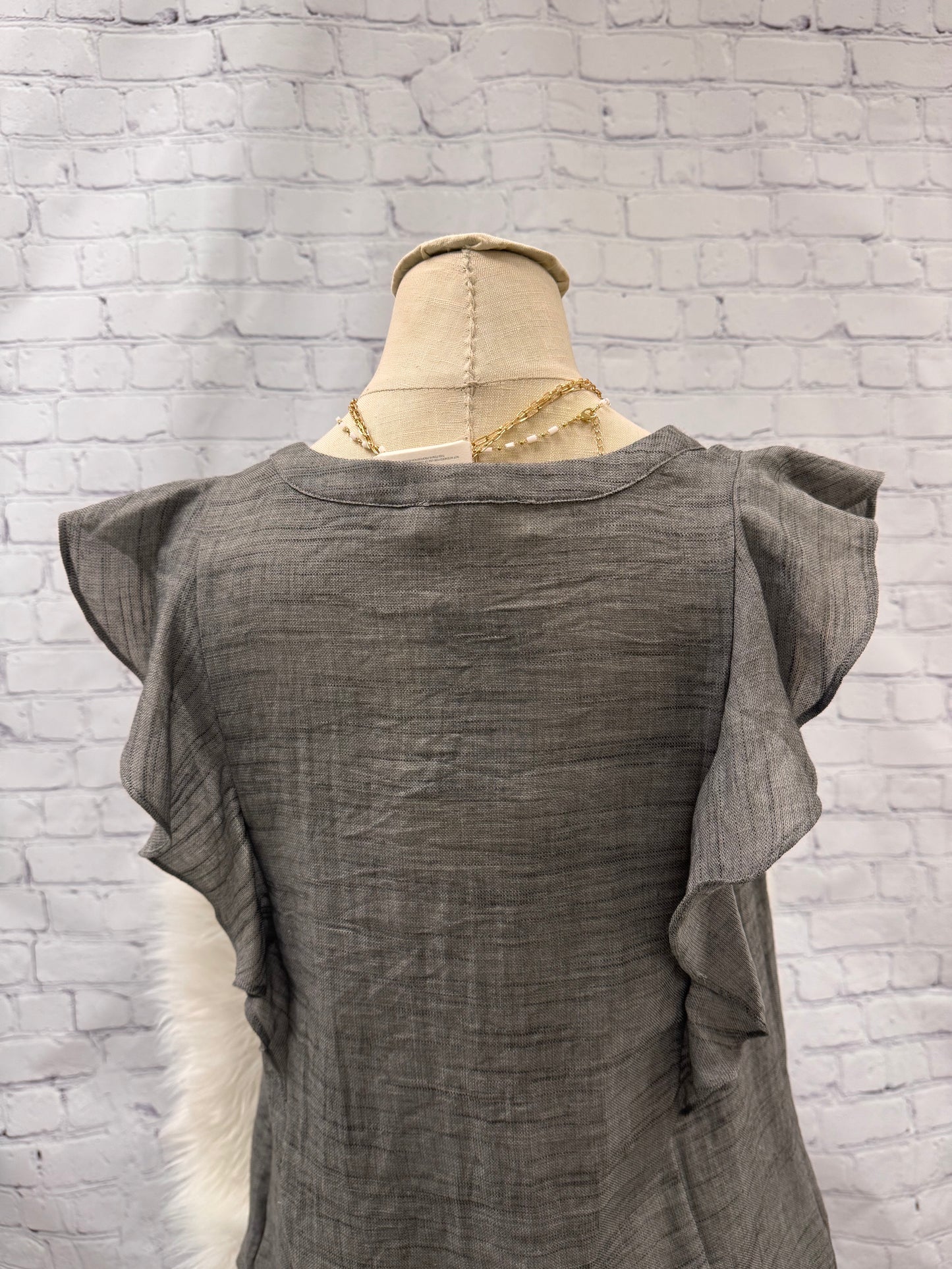 Dark Grey Button Blouse