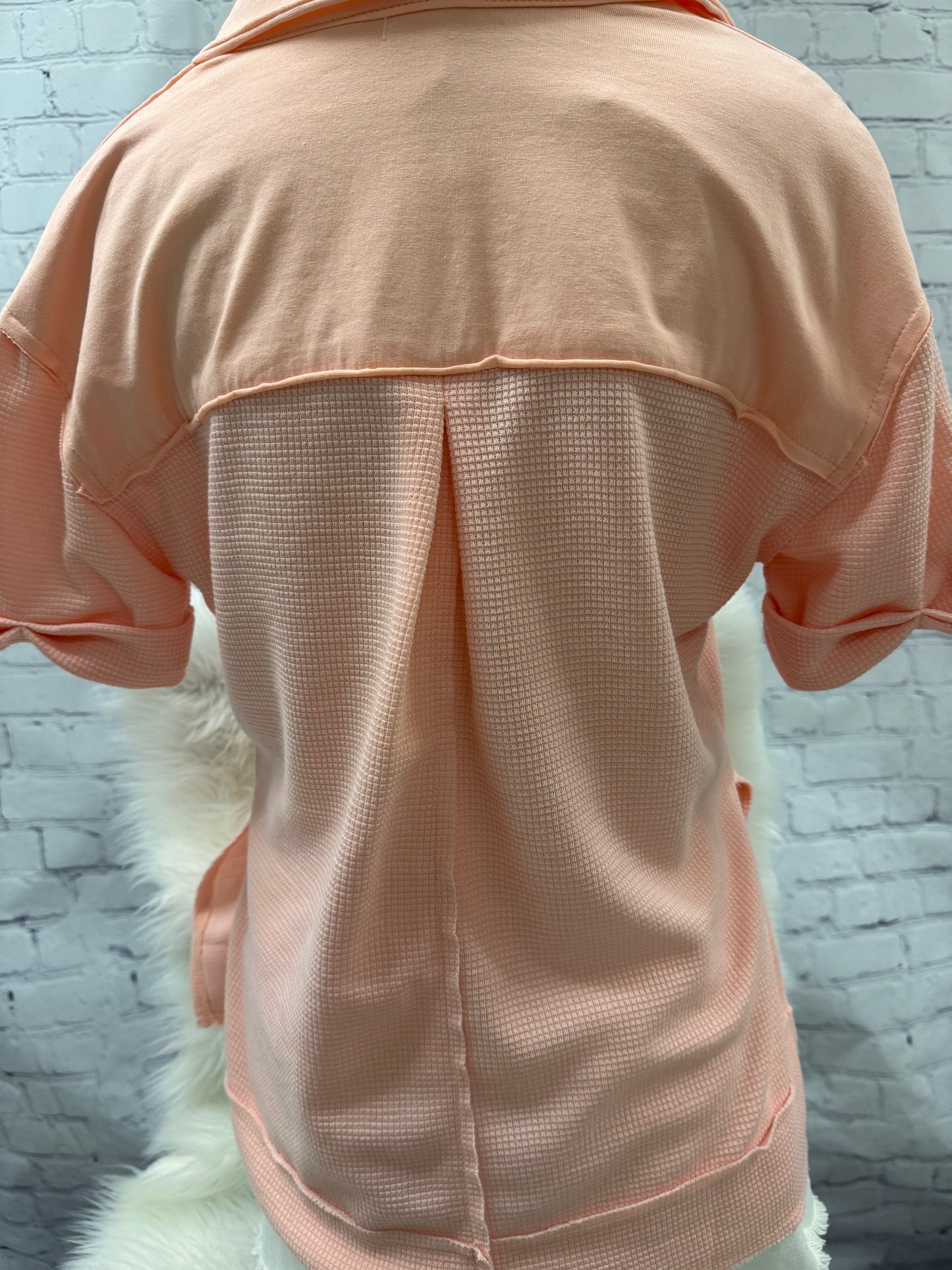 Coral Waffle Knit Pullover