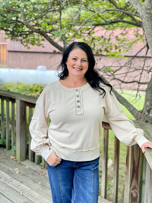 The Oatmilk Button Top