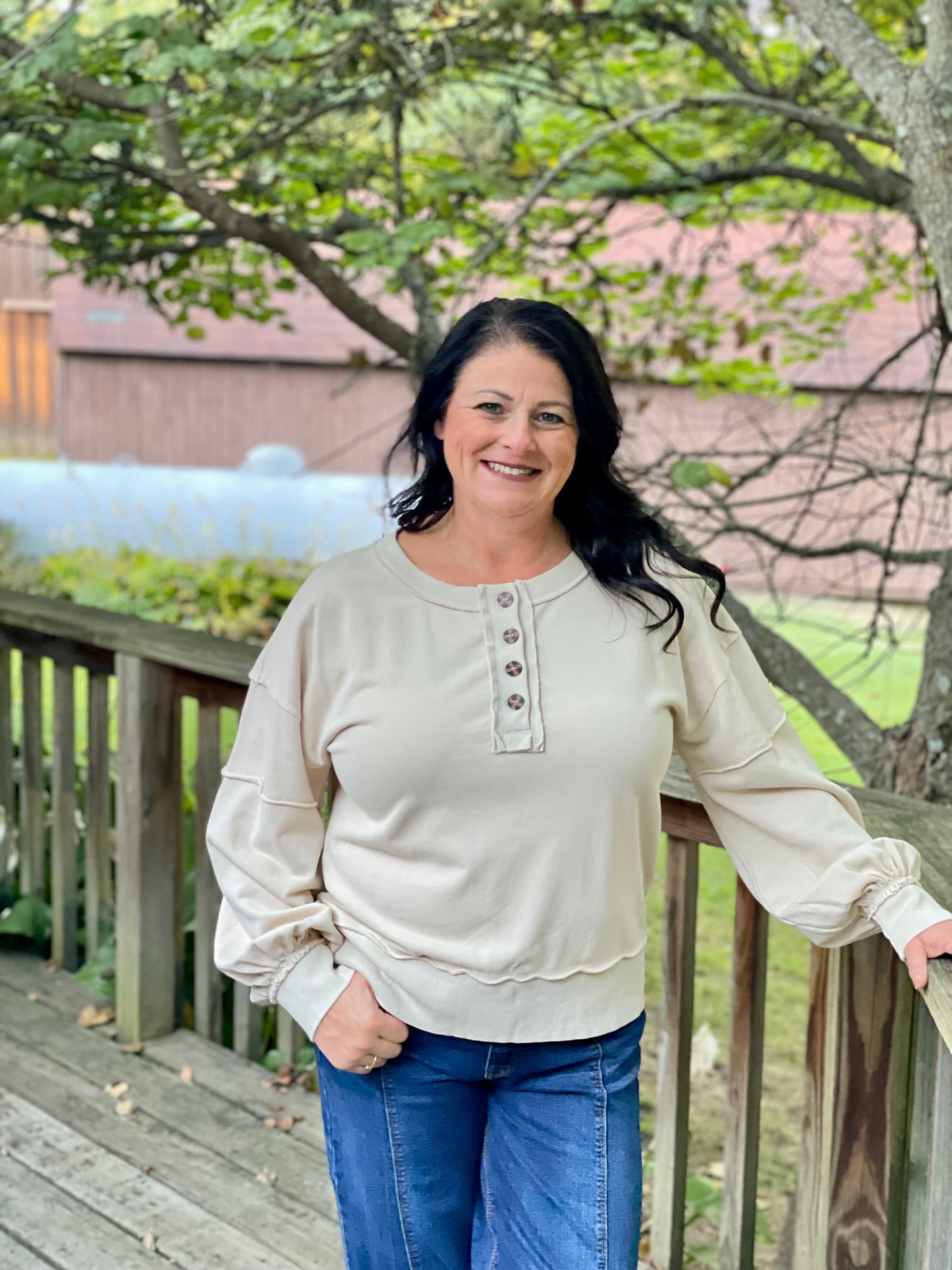 The Oatmilk Button Top