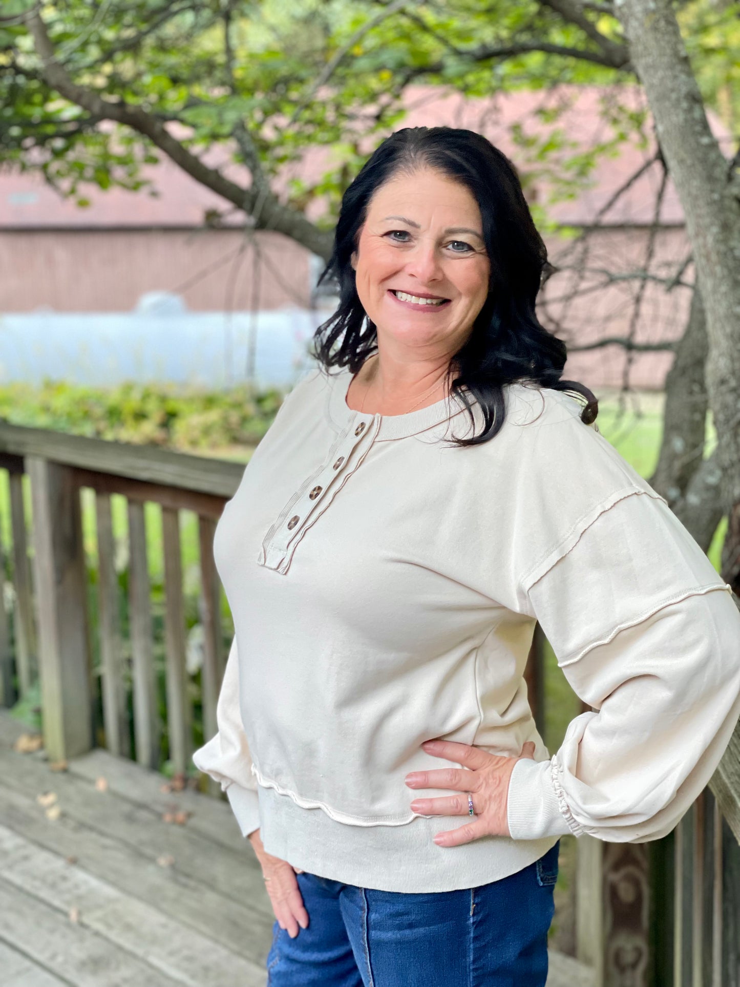 The Oatmilk Button Top