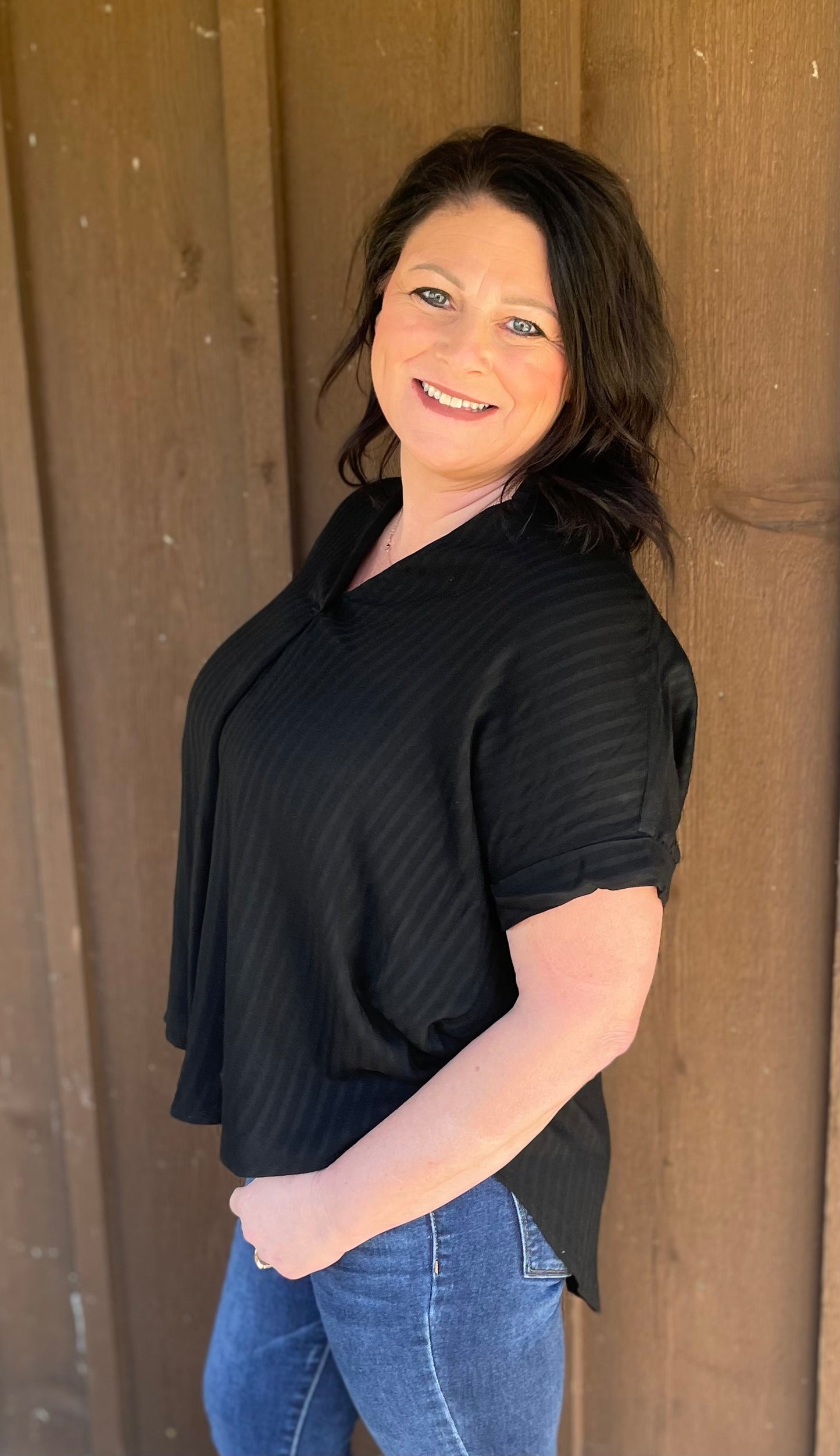 Black, Pleat in front shirt