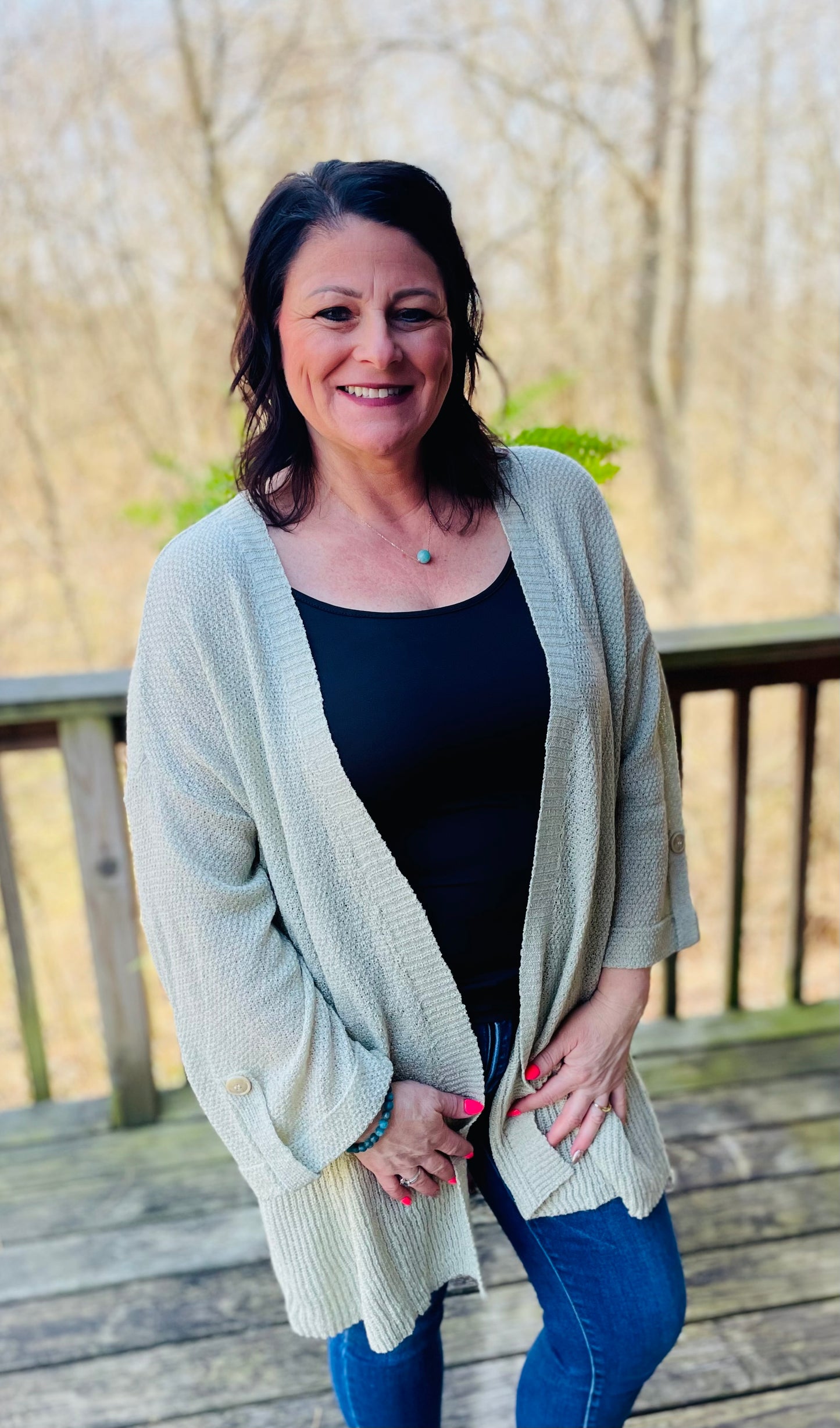 Light green cardigan