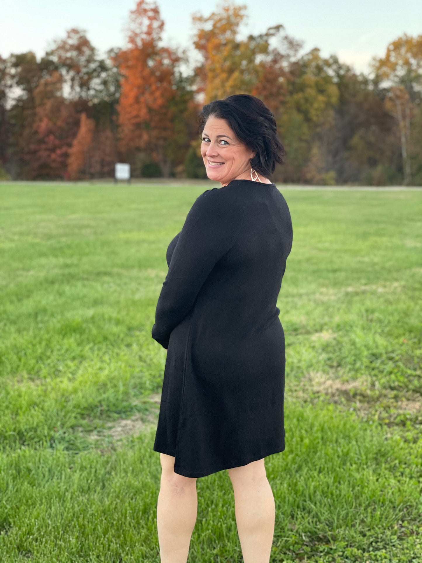 black/front cut out dress