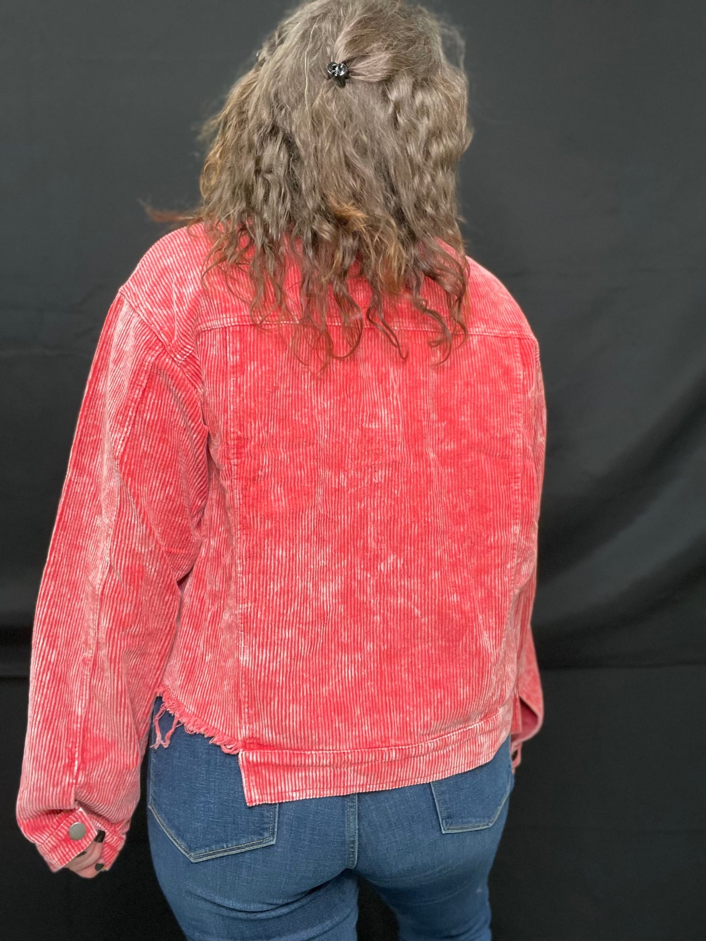 coral corduroy shacket