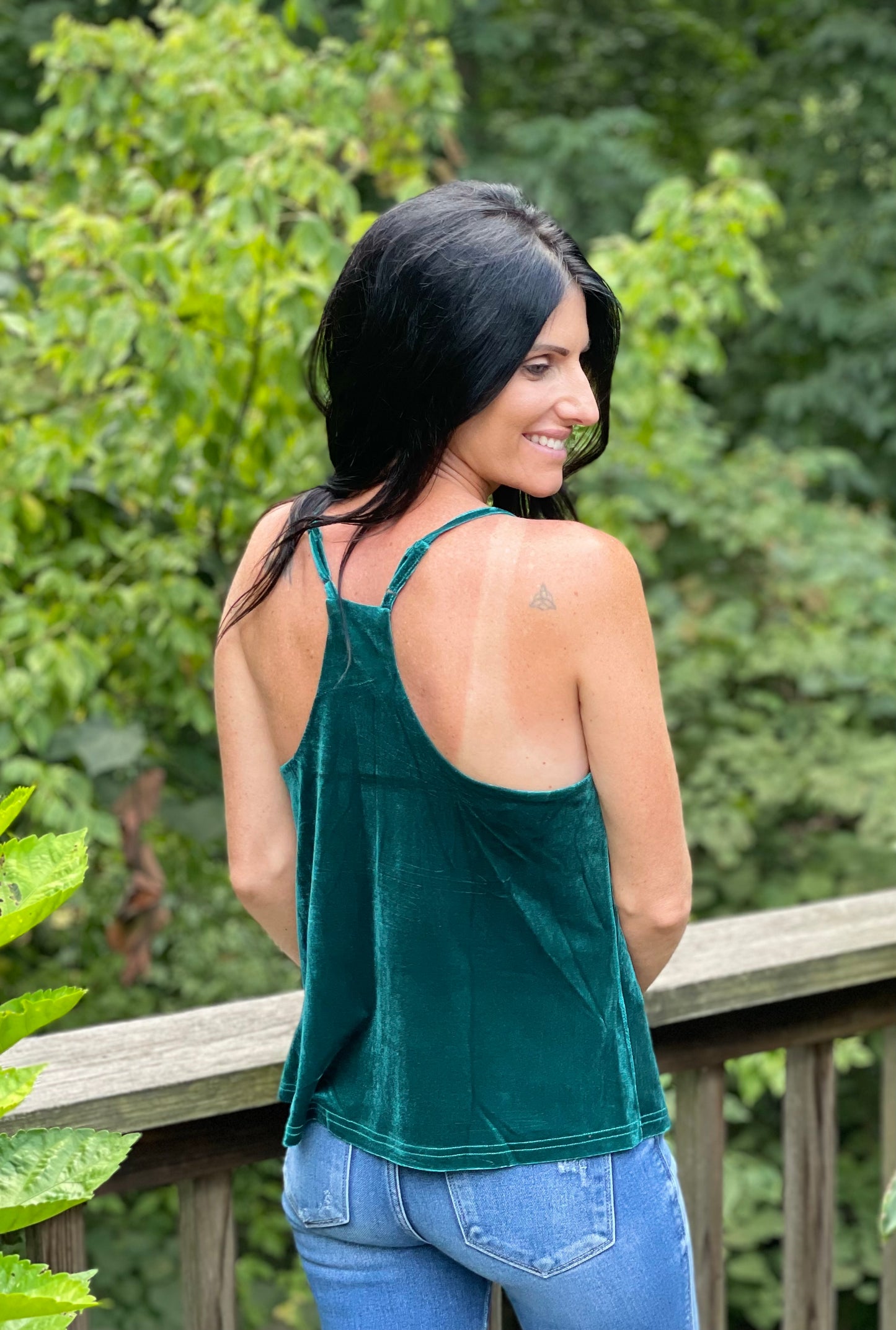 Green velvet tank