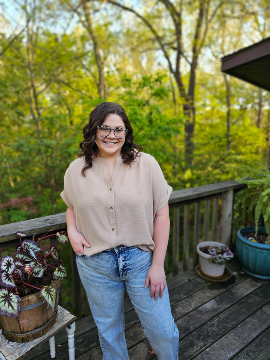 Taupe button up