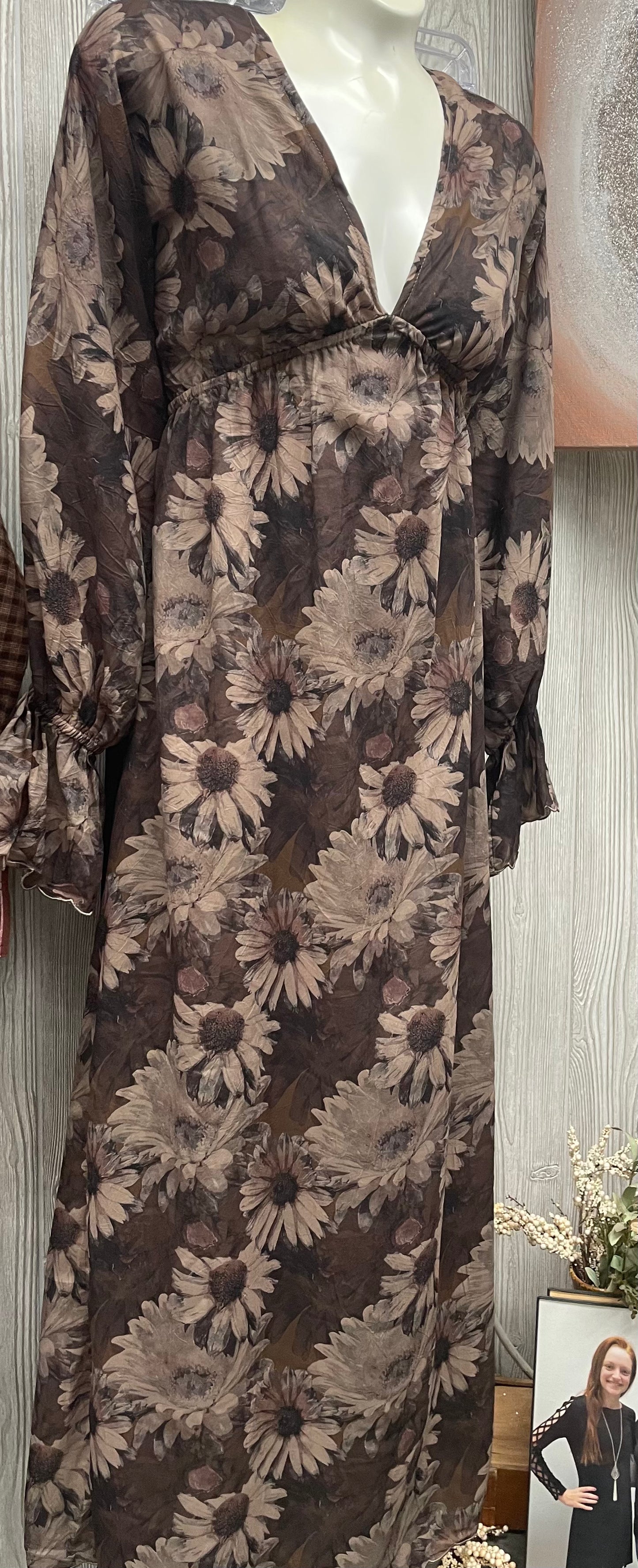 Brown Sunflower Dress