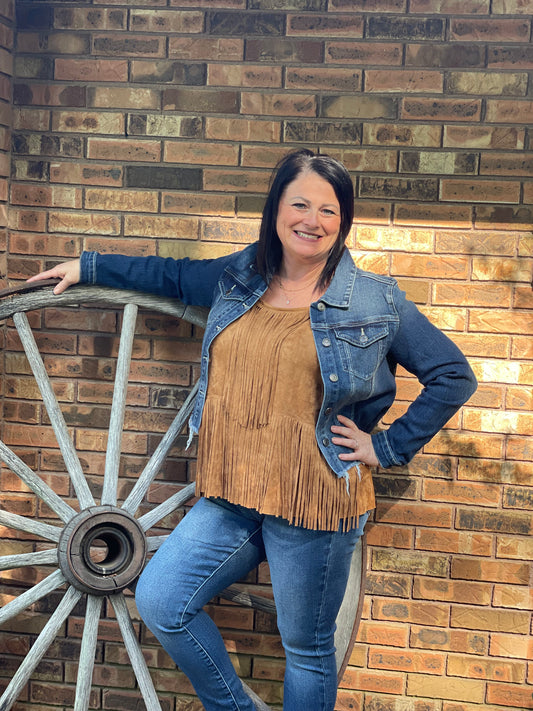 Suede fringed cami