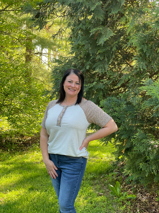 Cheetah Print Half Sleeve Button Shirt