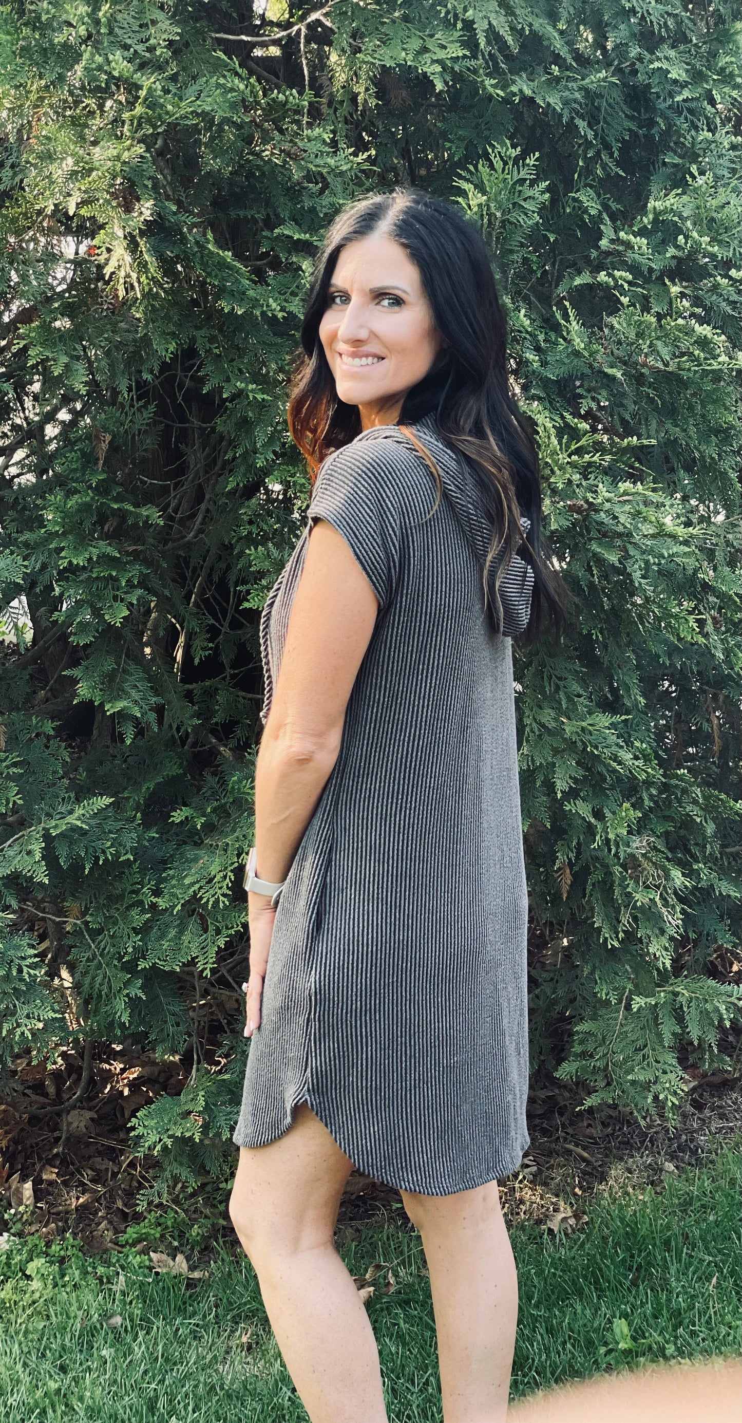 Charcoal ribbed dress