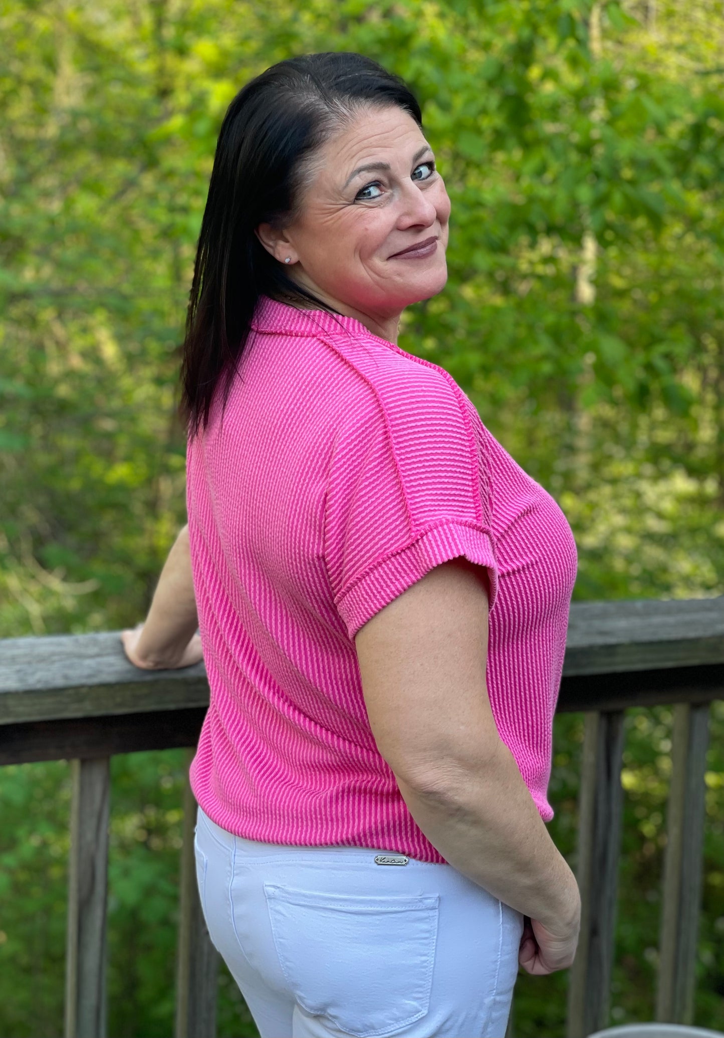 Pink ribbed shirt