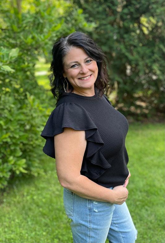 Ribbed Ruffle Top