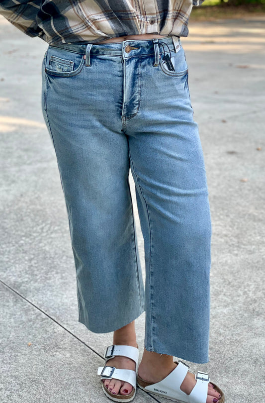 mid rise wide crop jeans