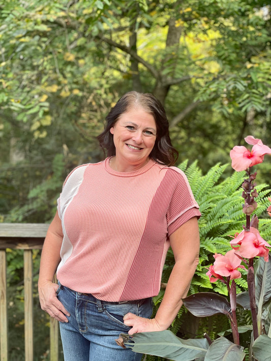 Pink Apricot Colorblock Shirt