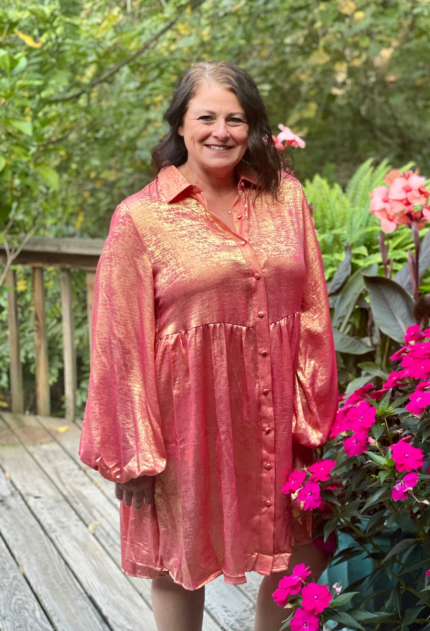 orange shimmery dress