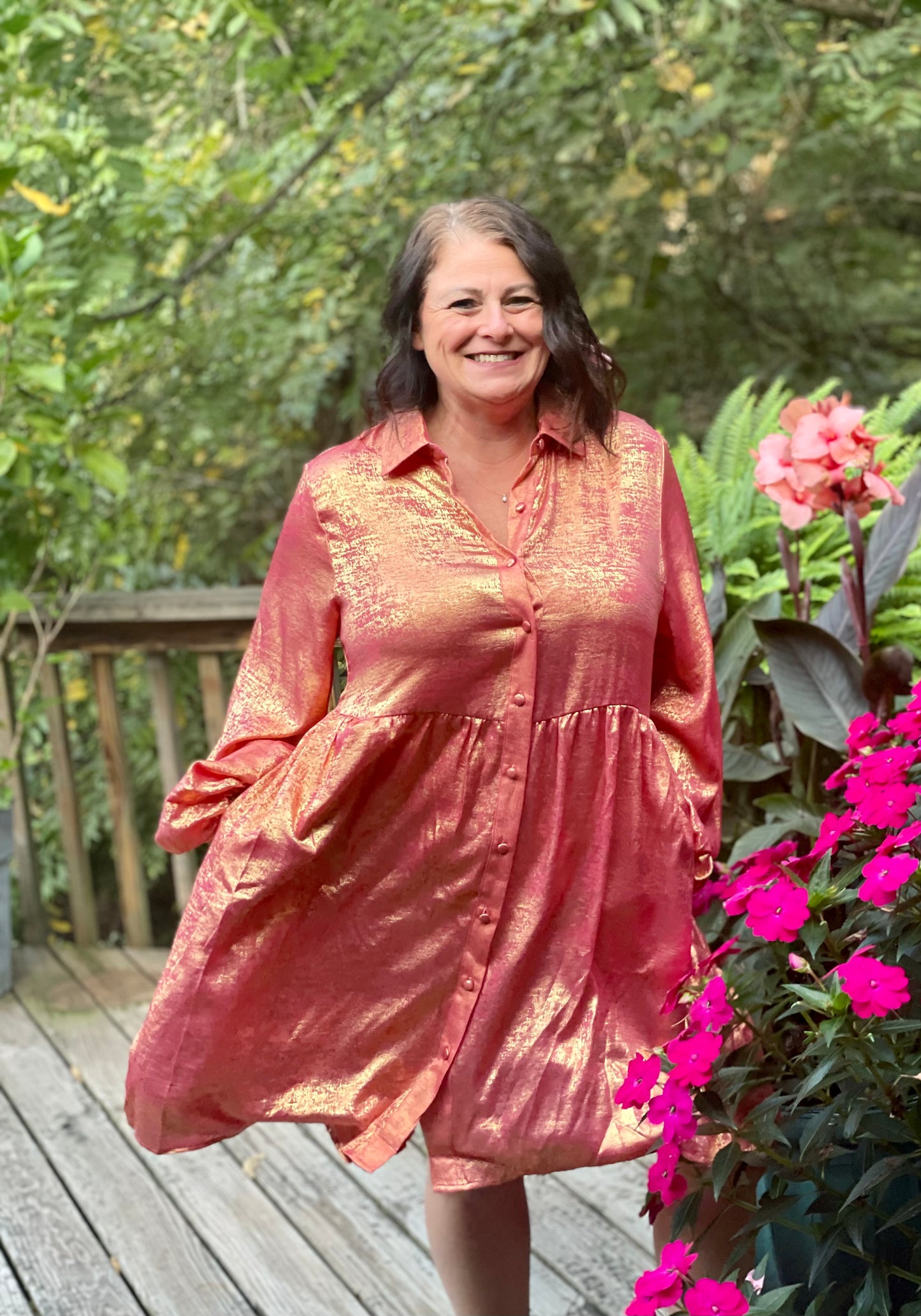 orange shimmery dress