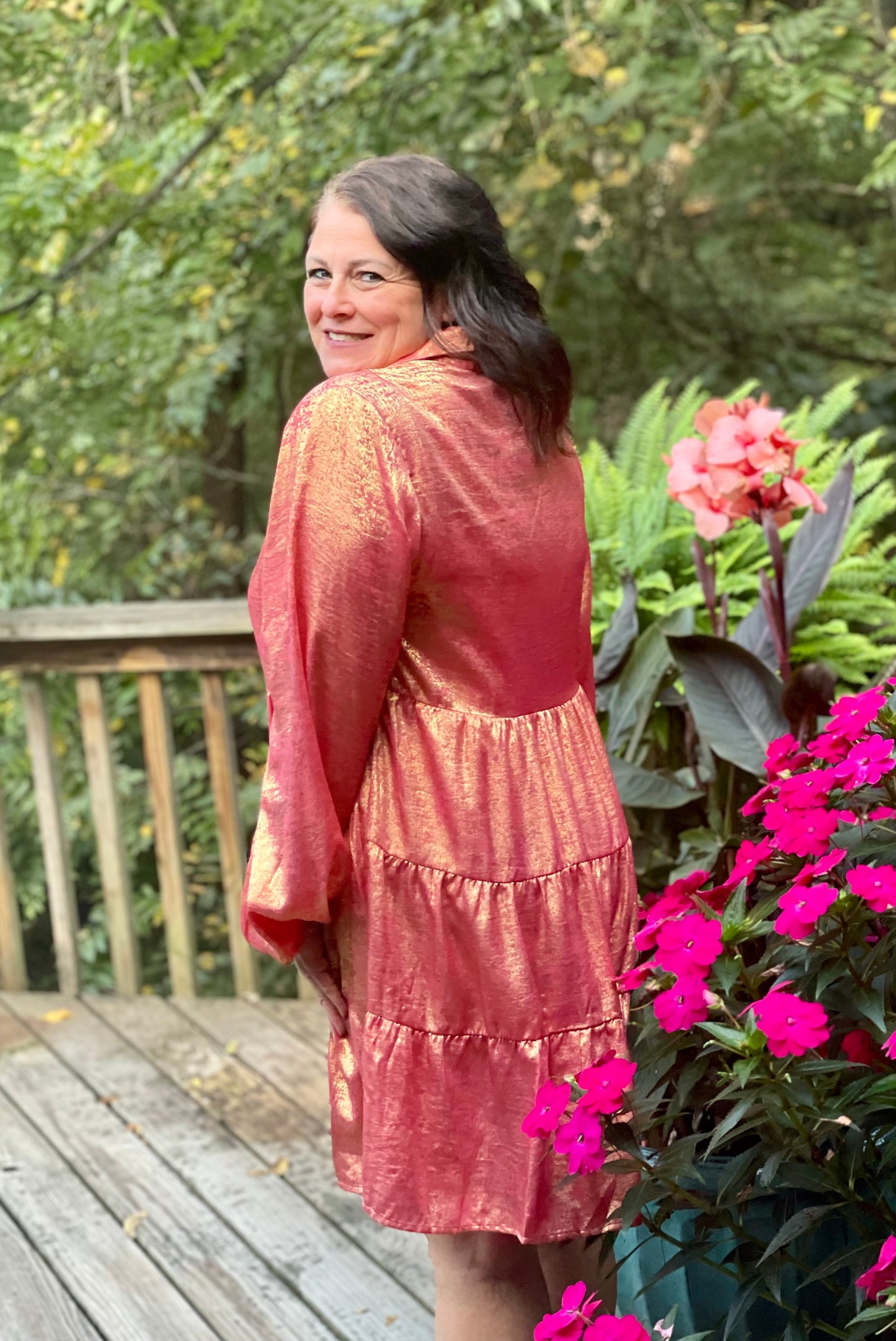 orange shimmery dress