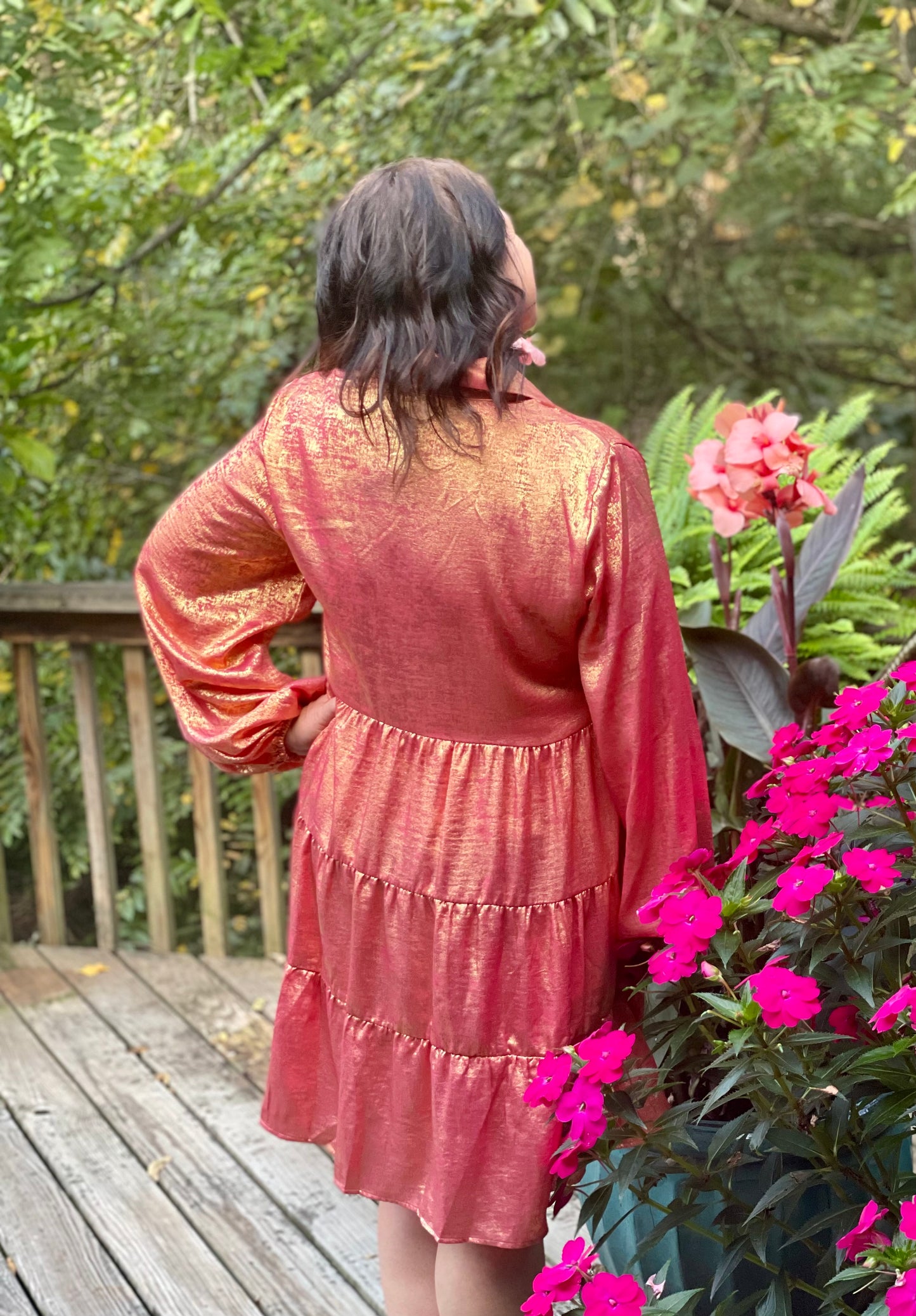 orange shimmery dress