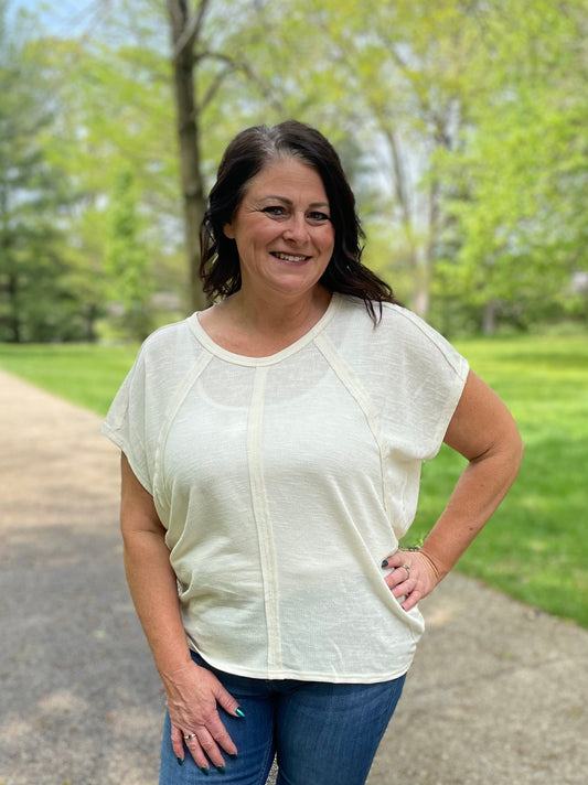 Ivory raglan sleeve shirt