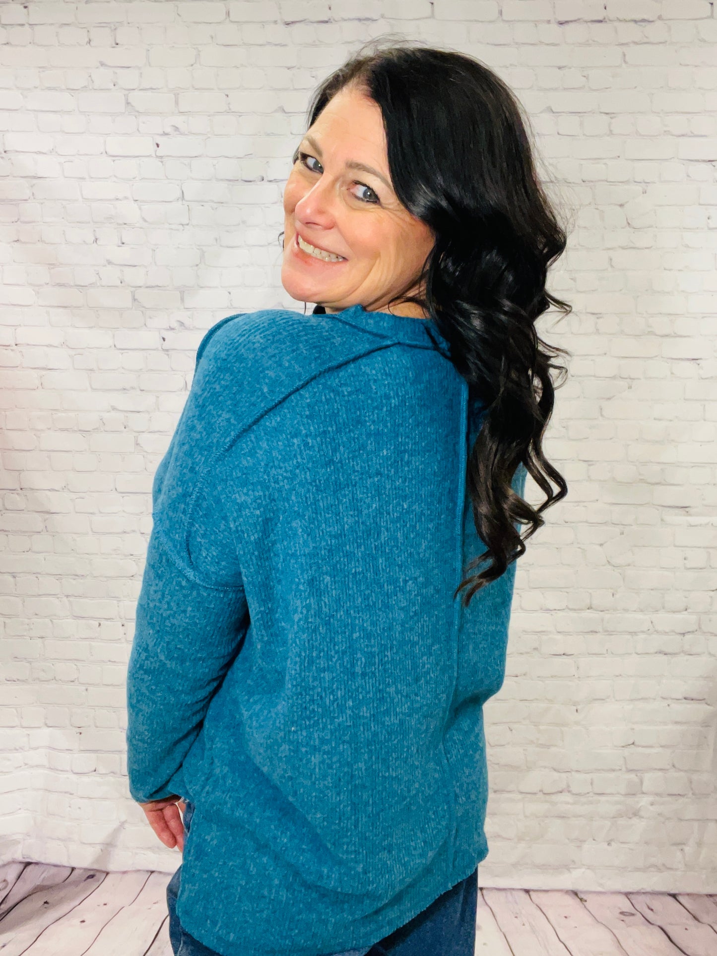 Turquoise Ribbed Long Sleeve