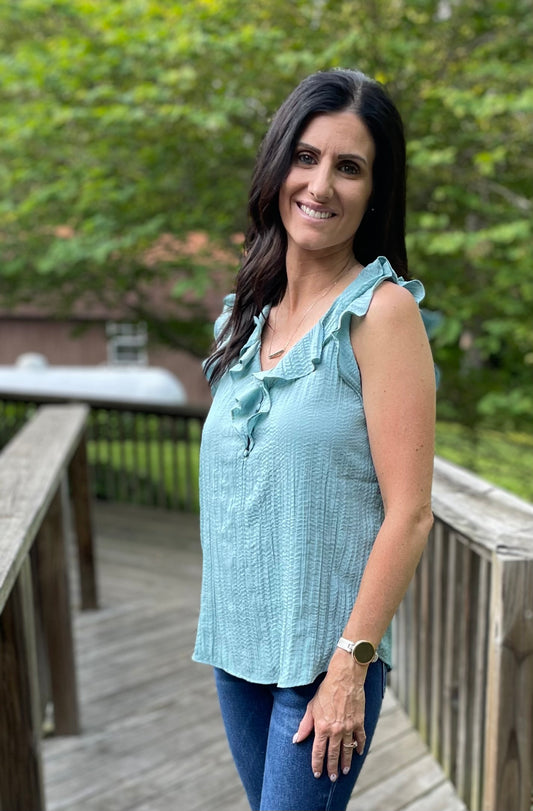 Dusty teal tank blouse