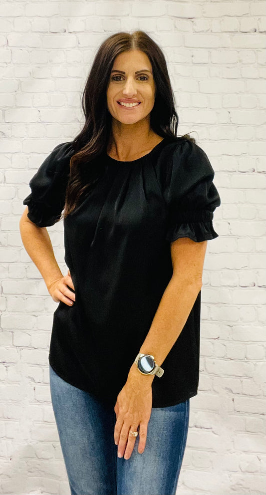 Black Ruffle Sleeve Blouse