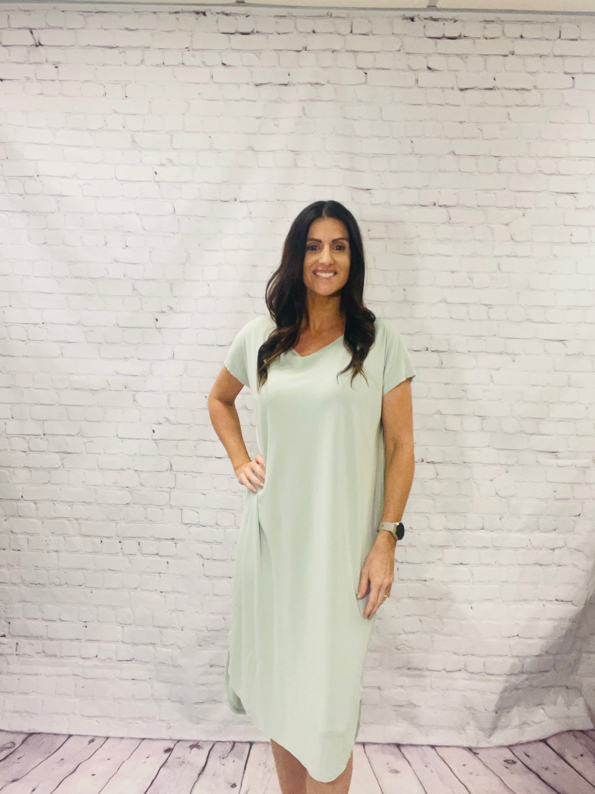 Soft Sage Green Midi Dress Katie Jo's Boutique Soft Sage Green Midi Dress Katie Jo's Boutique