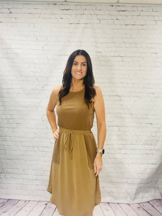 Caramel Colored Midi Dress